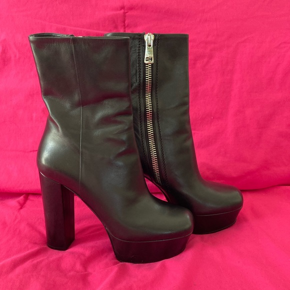 GUCCI black calf leather platform ankle boots - Picture 5 of 15